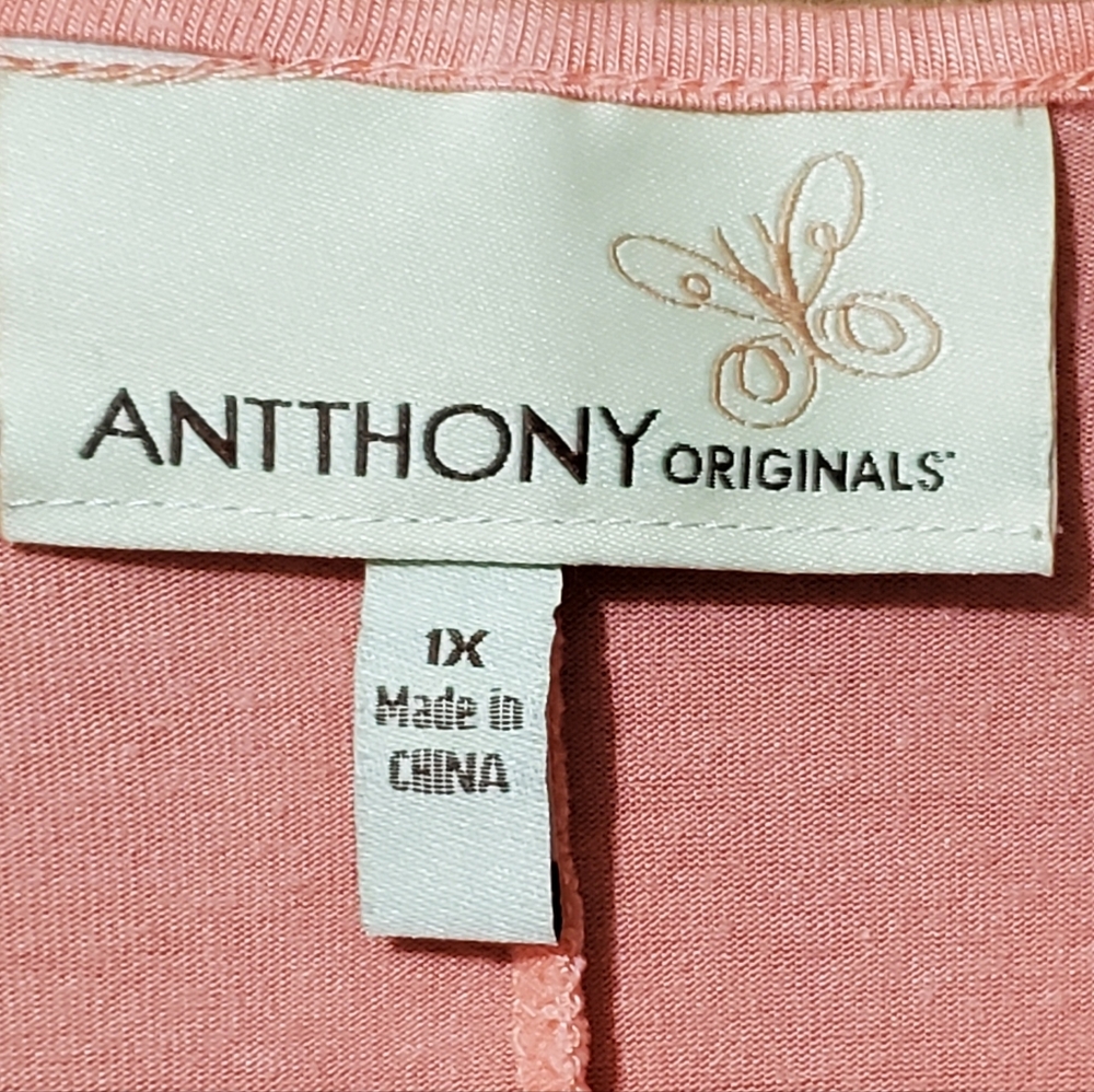 Antthony Originals Size 1X Salmon Colored Hankerchief Hem Tunic - Picture 3 of 3